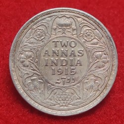 RARE TWO ANNA GEORGE V 1915 BOMBAY MINT