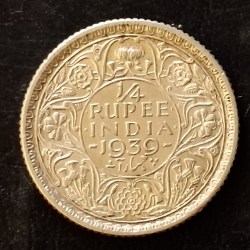 Silver British India King and emperor George vi Denominaton 1/4₹ Year 1939 Same and similar piece available