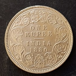 Silver British India denominaton 1₹ Victoria empress 1880 Full silver Same and similar piece available