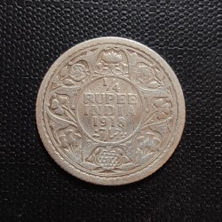 Alternative view of British India silver coin George V 1/4 Rupees Year 1918 Condition as image. Same and similar piece available