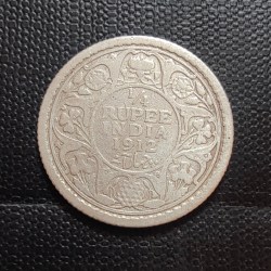 Alternative view of British India silver coin George V 1/4 Rupees Year 1912 Condition as image. Same and similar piece available