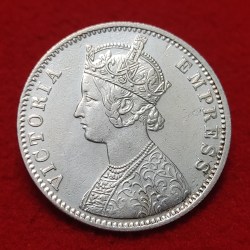 Alternative view of ONE RUPEE SILVER COIN VICTORIA EMPRESS 1901 CALCUTTA MINT