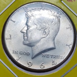 UNITED STATES HALF DOLLAR KENNEDY YEAR 1964 GEM UNC CONDITION 90 ℅ SILVER WEIGHT 12.5 GMS