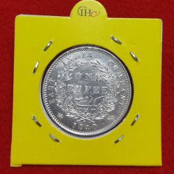 Alternative view of ONE RUPEE SILVER COIN VICTORIA QUEEN DIVIDED LEGEND 1840