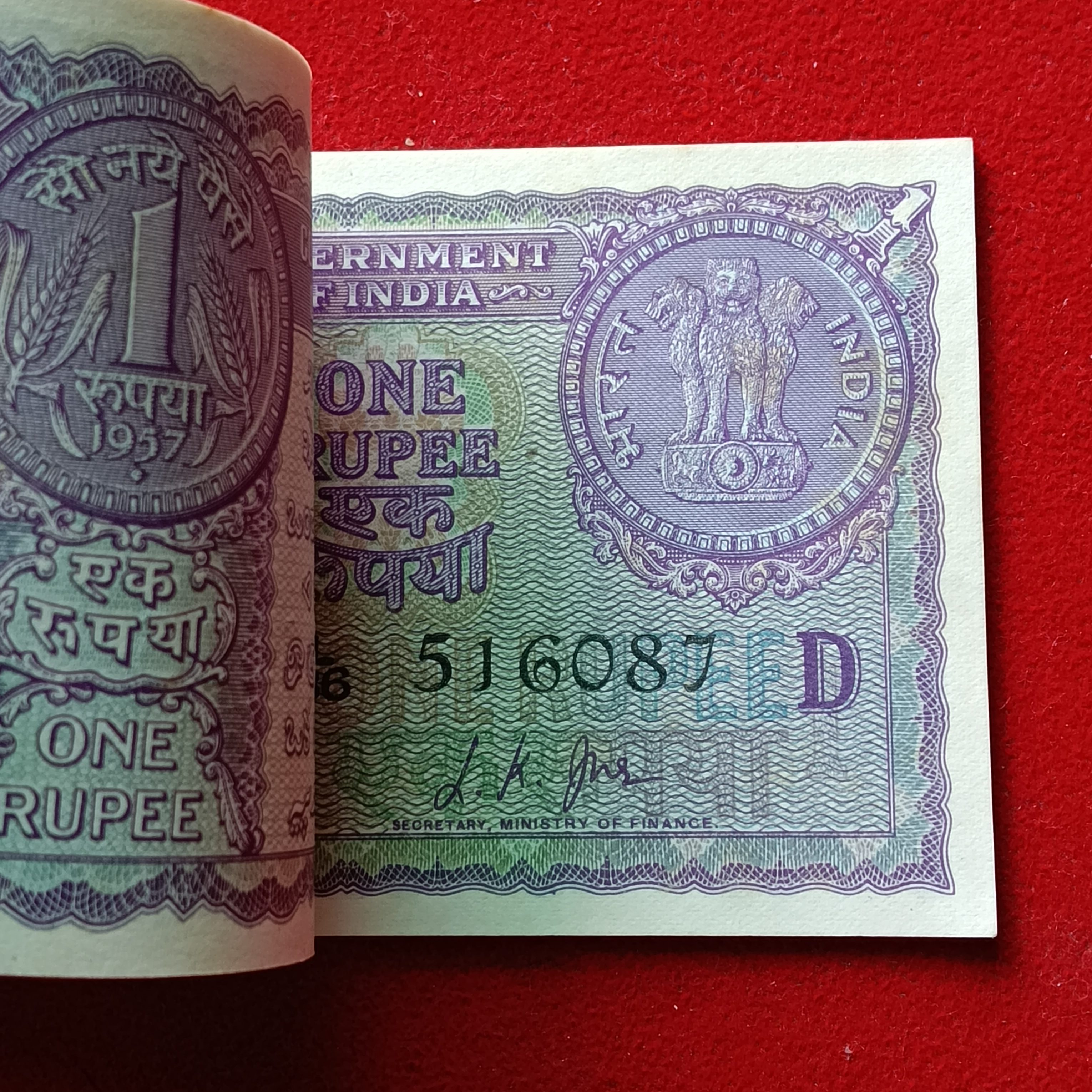 Ex Rare One Rs A12 Old Big Coin Full Bundle Finance Minister LK Jha 1957 Year Choclate Condition 516001 - Image 8