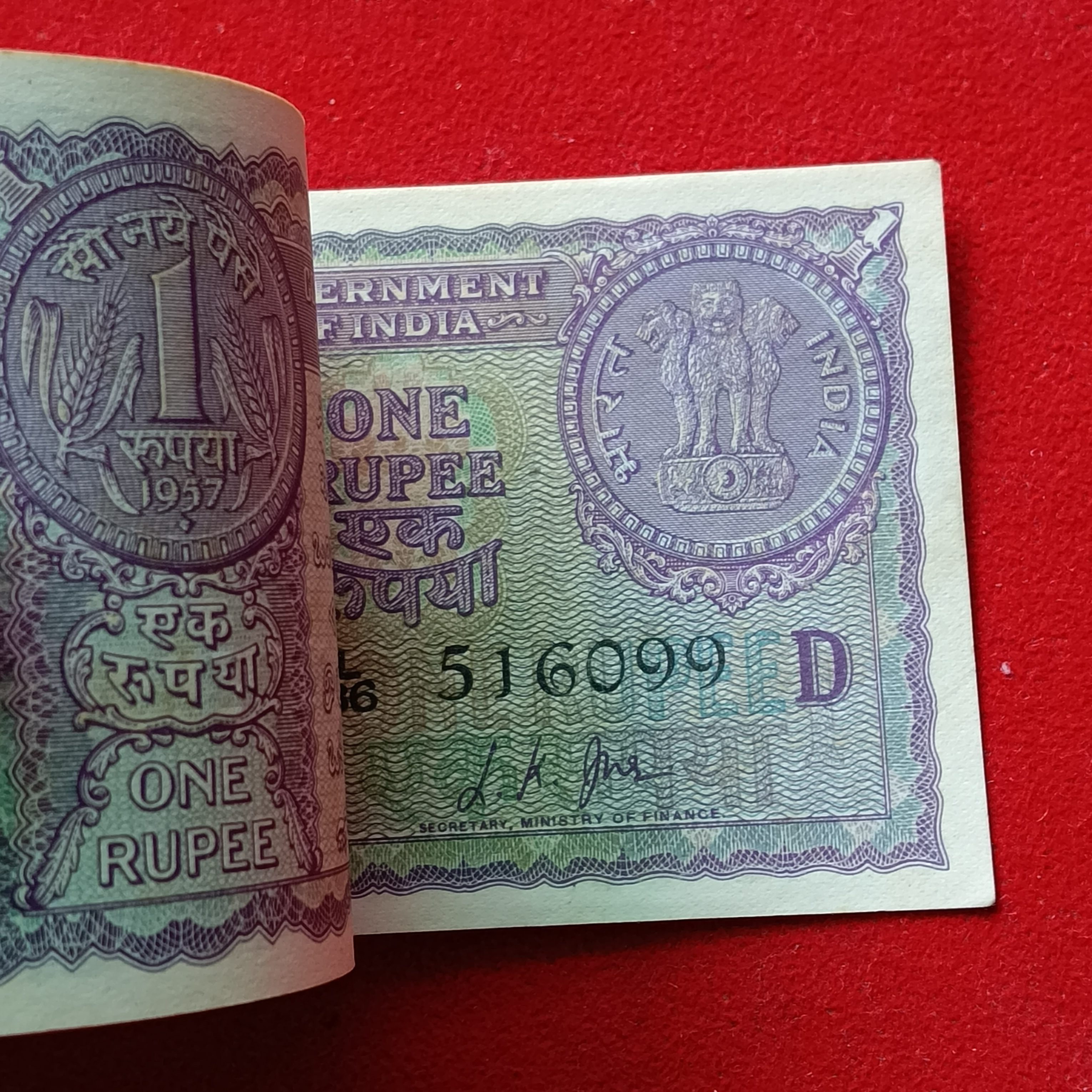 Ex Rare One Rs A12 Old Big Coin Full Bundle Finance Minister LK Jha 1957 Year Choclate Condition 516001 - Image 9