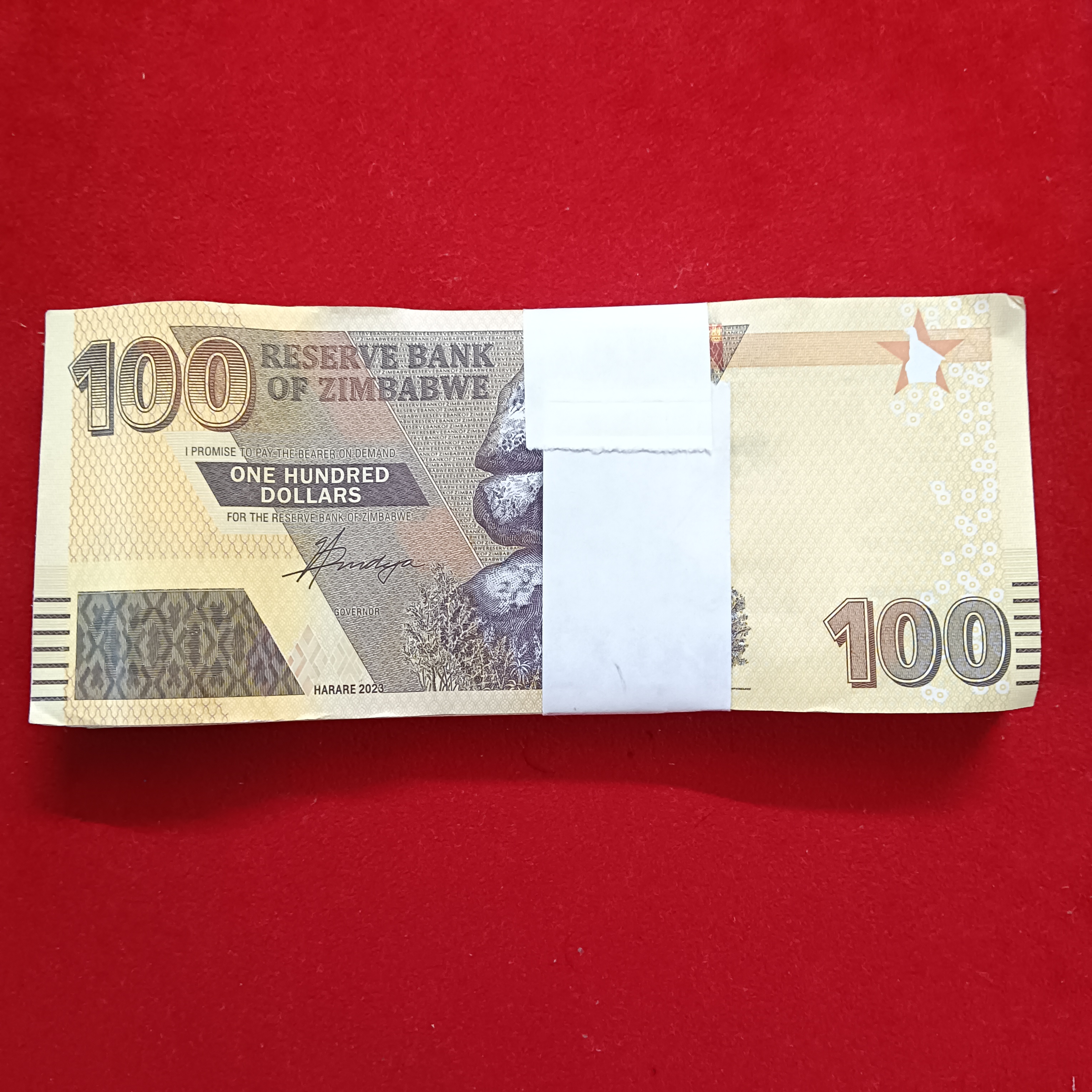 100 One Hundred Dollars Old Issue Serial Bundle Reserve Bank Of Zimbabwe Gem Bunc Condition