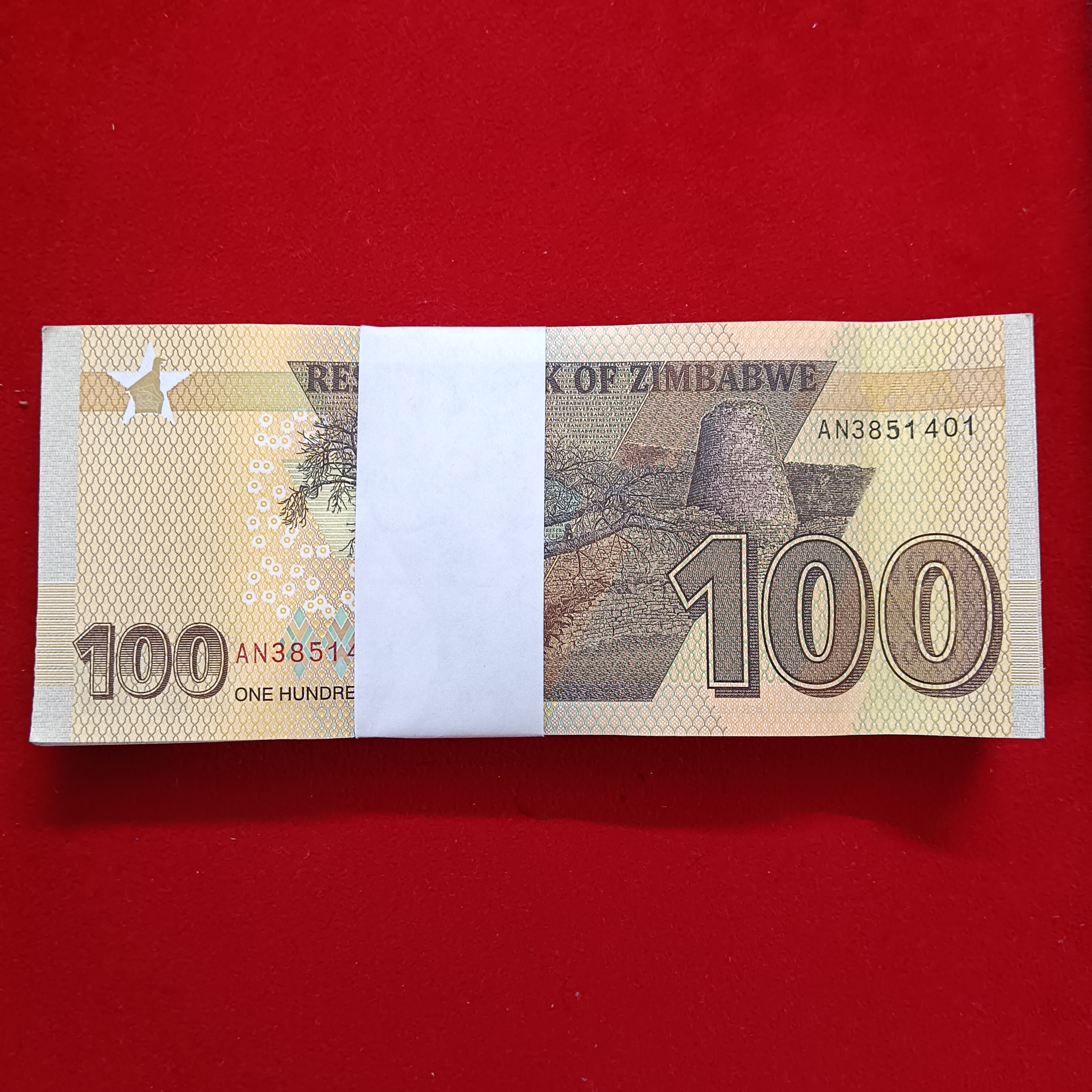100 One Hundred Dollars Old Issue Serial Bundle Reserve Bank Of Zimbabwe Gem Bunc Condition - Image 2