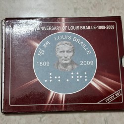2 Rupees Braille louis 2009 Kolkata Mint Proof Blister Rare