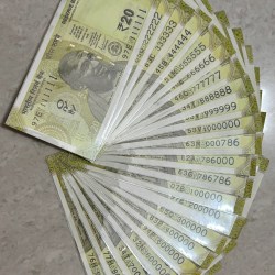 20Rupees 100000 to 900000, 111111 to 1000000 786000 000786 786786- 22 Fancy Numbers UNC Notes Set
