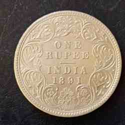 Silver British India Victoria empress Year 1891 Denominaton 1 ₹ Same and similar set are available