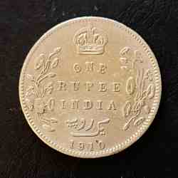Alternative view of Silver British India King and emperor Edward VII Denominaton 1 ₹ Year 1910 Same and similar piece available
