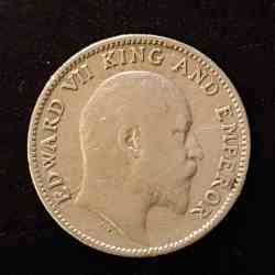 Alternative view of Silver British India King and emperor Edward VII Denominaton 1/4₹ Year 1906 Same and similar piece available