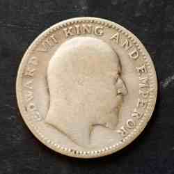 Silver British India King and emperor Edward VII Denominaton 1/2₹ Year 1908 Same and similar piece available