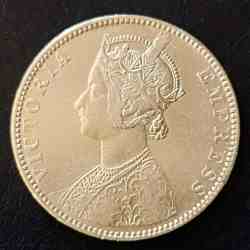 Alternative view of Silver British India Victoria empress Year 1893 Denominaton 1 ₹ Same and similar set are available