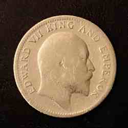 Alternative view of Silver British India King and emperor Edward VII Denominaton 1/4₹ Year 1908 Same and similar piece available