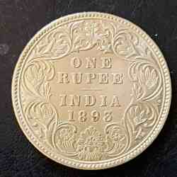 Silver British India Victoria empress Year 1893 Denominaton 1 ₹ Same and similar set are available