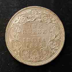 Silver British India Victoria empress Denominaton 1 ₹ Year 1892 Same and similar piece available