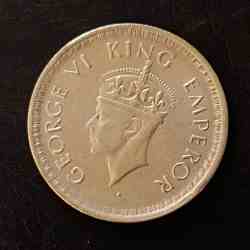 Silver British India King and emperor George vi Denominaton 1/2₹ 1944 lahore mint Same and similar piece available