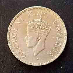Silver British India King and emperor George vi Denominaton 1 ₹ Year 1940 same and similar piece available