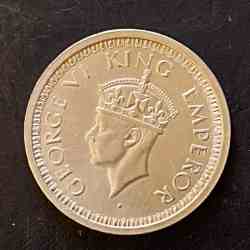 Silver British India King and emperor George vi Denominaton 1 ₹ Year 1945 Same and similar piece available