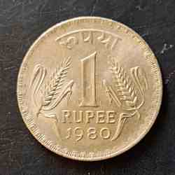 Republic India Denominaton 1 ₹ Year 1980 Same and similar piece available