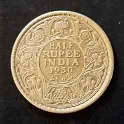 Alternative view of Silver British India King and emperor George v Denominaton 1/2₹ Same and similar piece available