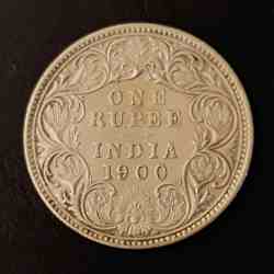 Silver British India Victoria queen Denominaton 1 ₹ Year 1900 Same and similar piece available