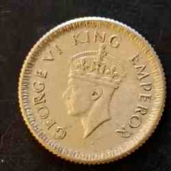 Silver British India King and emperor George vi Denominaton 1/4₹ Year 1943 Same and similar piece available