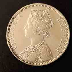 Alternative view of Silver British India Victoria queen Denominaton 1 ₹ Year 1900 Same and similar piece available