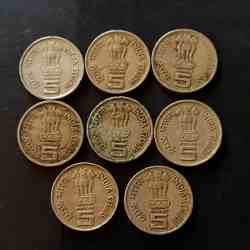 Alternative view of Republic India Denominaton 5₹ Backside of food and agriculture organisation Same and similar set are available