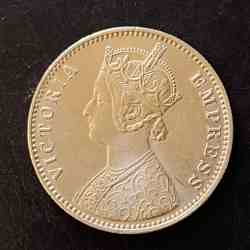 Alternative view of Silver British India Victoria queen Denominaton 1 ₹ Year 1901 Same and similar piece available