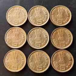 Alternative view of Republic India Denominaton 5₹ Back side of kamraj Unc condition Same and similar piece available