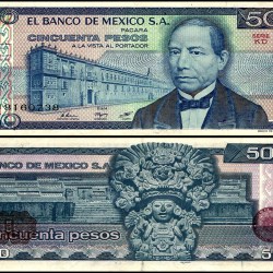 Mexico 50 Pesos Banknote 1981 P73 UNC Signature Varies Unique and Rare