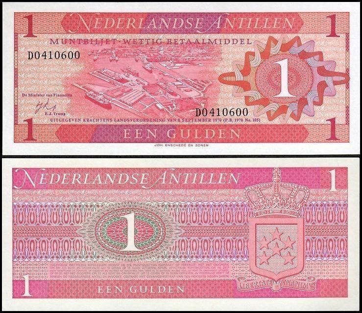 Netherlands Antilles Curacao & Sint Maarten 1 Gulden World Banknote 1970 P20 UNC Unique and Rare