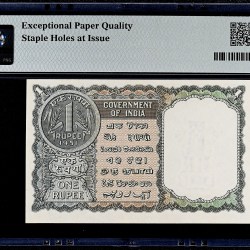 Alternative view of Re 1 India Banknote Graded By PMG 64 Issue Year 1951 Signed By K G Ambegaonkar Very unique and Rare
