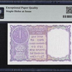 Alternative view of Re 1 India Banknote Graded By PMG 64 Issue Year 19511 Signed By K G Ambegaonkar Very unique and Rare