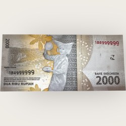 Indonesia 2000 Rupiah Low Serial 2016 Issue Gem UNC 999999 Unique and Rare