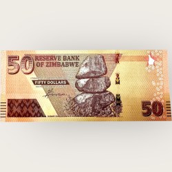 Alternative view of Zimbabwe 50 Dollars World Banknote Ending 786 Series Unique and Rare