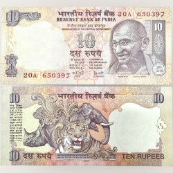 D 70 Rs 10 India Banknote Signature series Signed by YV Reddy Inset M 2007 Issue UNC Unique and Rare