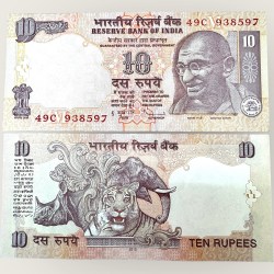 D 83 Rs 10 India Banknote Signature series Signed by D Subharao Inset M 2010 Issue UNC Unique and Rare