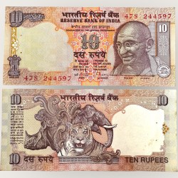 D46 Rs 10 India Banknote Signature series Signed by C Rangarajan Inset Plain 1997 Issue UNC Unique and Rare