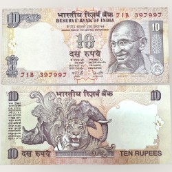 D68 Rs 10 India Banknote Signature series Signed by Y V Reddy Inset A 2007 Issue