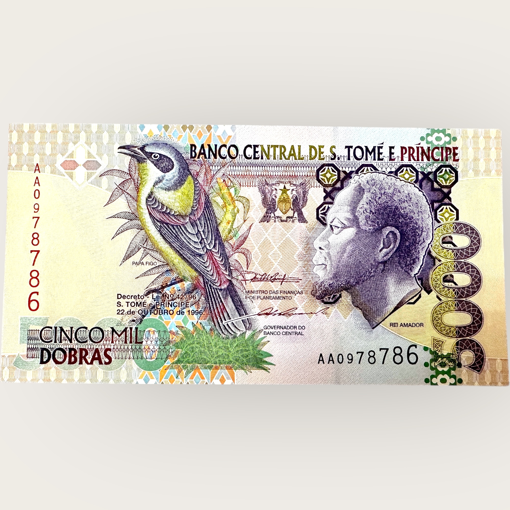 Saint Thomas 5000 Dobras World Banknote Ending 786 Series Unique and Rare