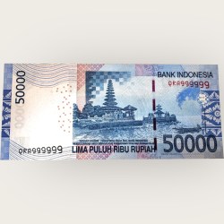 Indonesia 50000 Rupiah Low Serial 2013 Issue Gem UNC 999999 Unique and Rare