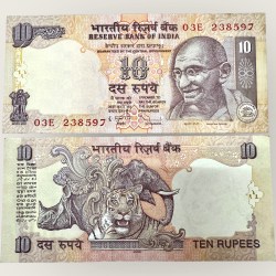 D 77 Rs 10 India Banknote Signature series Signed by D Subharao Inset Plain 2008 Issue UNC Unique and Rare