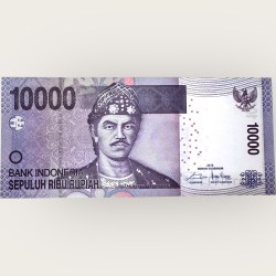 Alternative view of Indonesia 10000 Rupiah Low Serial 2015 Issue Gem UNC 777777 Unique and Rare