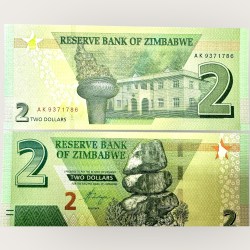 Zimbabwe 2 Dollars World Banknote Ending 786 Series Unique and Rare