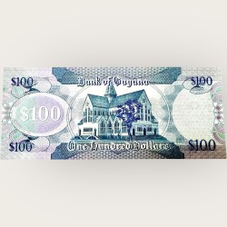 Alternative view of Guyana 100 Dollars Issue World Banknote Ending 786 Series Unique and Rare