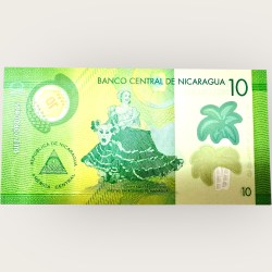 Alternative view of Nicaragua Polymer 10 Cardobas Issue World Banknote Ending 786 Series Unique and Rare